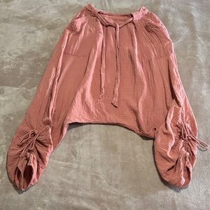 Free People Dusty Rose Gauze Peasant harem pants w tie belt🦋